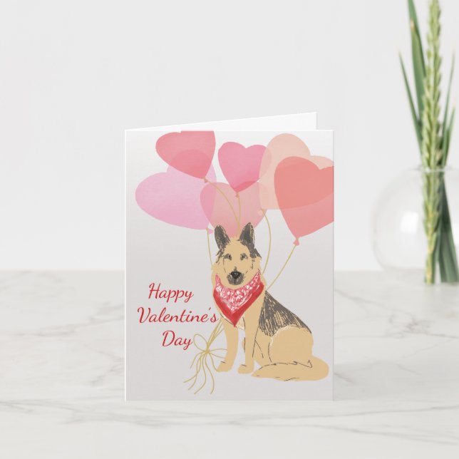 Festiva Tarjeta de San Valentín de perro de globos de past (Anverso)