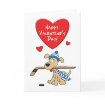 Tarjeta de San Valentín de perro de hockey