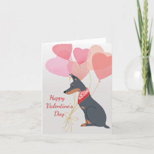 Festiva Tarjeta de San Valentín de perro de los globos roj