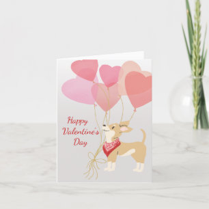 Festiva Tarjeta de San Valentín de perro de los globos roj