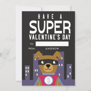 Festiva Tarjeta de San Valentín de Perro Superhéroe para e