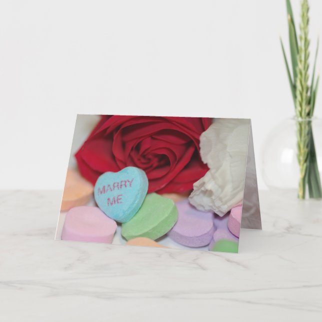 Festiva Tarjeta de San Valentín de Personalizable "Cásate  (Anverso)