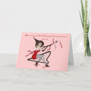 Festiva Tarjeta de San Valentín de poción de amor de bruja