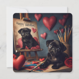 Festiva Tarjeta de San Valentín de Pug Juguetón • Amor de 