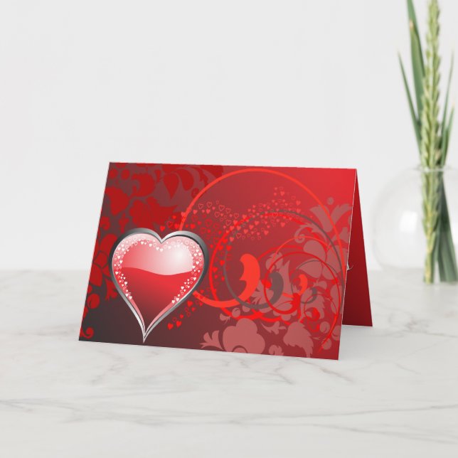 Festiva Tarjeta de San Valentín de resumen de corazón rojo (Anverso)