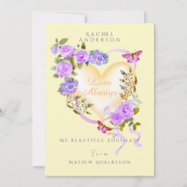 Festiva Tarjeta de San Valentín de Rosa Púrpura Romántica 