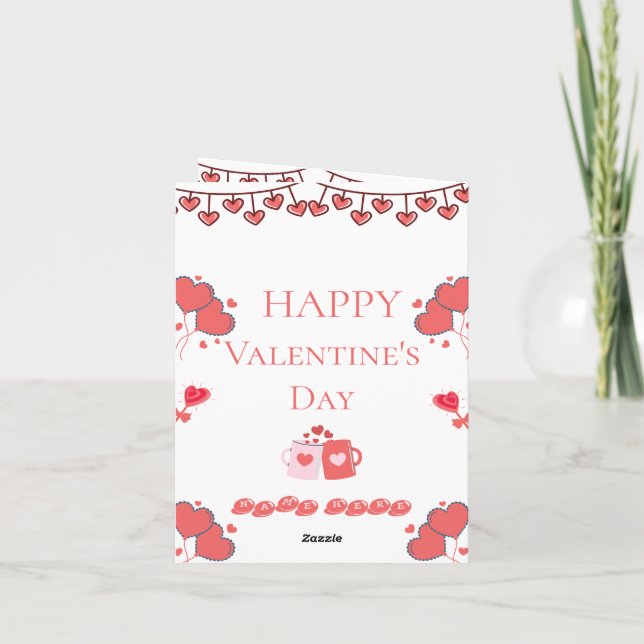 Festiva Tarjeta de San Valentín de Rubor Romántico (Reverso)