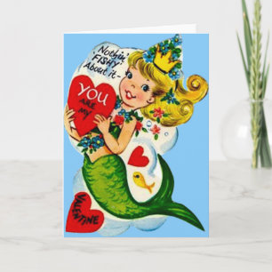 Festiva Tarjeta de San Valentín de Sirena Monada Retro Vin