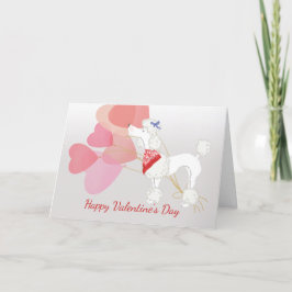 Festiva Tarjeta de San Valentín de tu perro caniche blanco