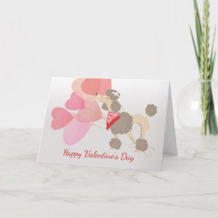 Festiva Tarjeta de San Valentín de tu perro caniche marrón