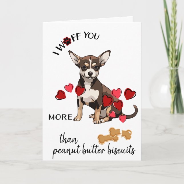 Festiva Tarjeta de San Valentín de tu perro chihuaha (Anverso)