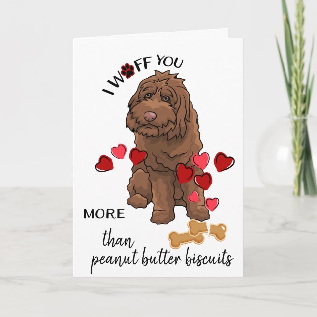 Festiva Tarjeta de San Valentín de tu perro de labradoodle (Anverso)
