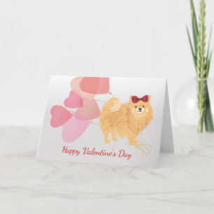 Festiva Tarjeta de San Valentín de tu Pomerania con rojo
