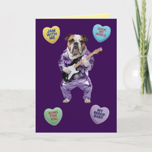 Festiva Tarjeta de San Valentín del Bulldog Rocker