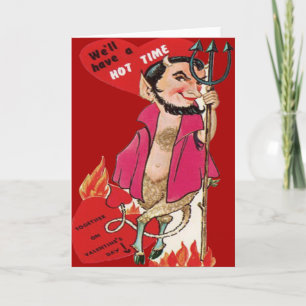Festiva Tarjeta de San Valentín del Diablo Retro Vintage