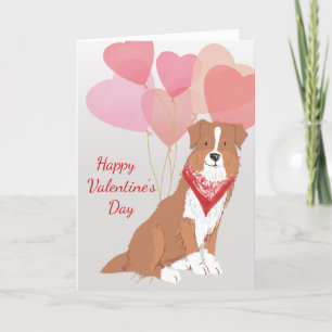 Festiva Tarjeta de San Valentín del Pastor Australiano Mar