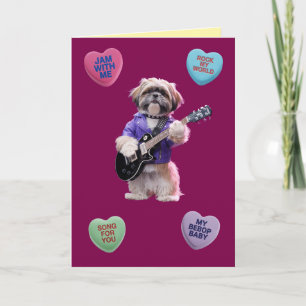 Festiva Tarjeta de San Valentín del Shih Tzu Rocker