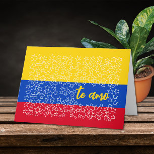 Festiva Tarjeta de San Valentín española en la bandera de