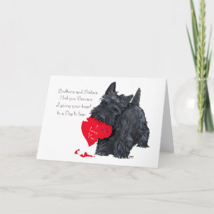 Festiva Tarjeta de San Valentín juguetona del Terrier Esco