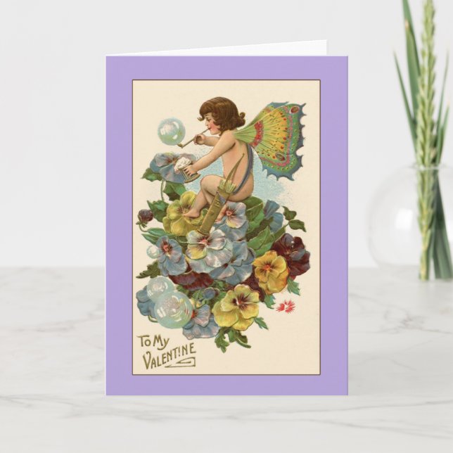 Festiva Tarjeta de San Valentín Lavender Vintage (Anverso)