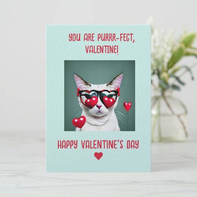 Festiva Tarjeta de San Valentín para gato - Diseñar tu pro (Anverso de pie)