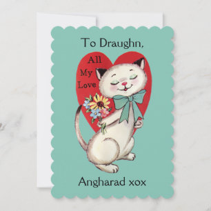 Festiva Tarjeta de San Valentín para gato retro siamés
