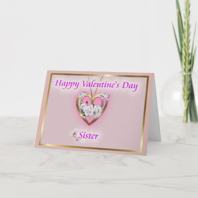 Festiva Tarjeta de San Valentín para hermana (Anverso)