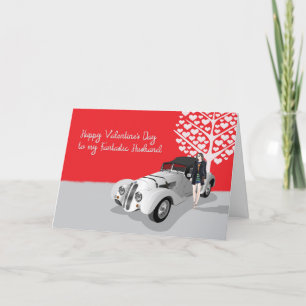 Festiva Tarjeta de San Valentín para marido con auto Guay