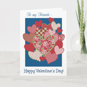 Festiva Tarjeta de San Valentín para novia, corazón, Rosas