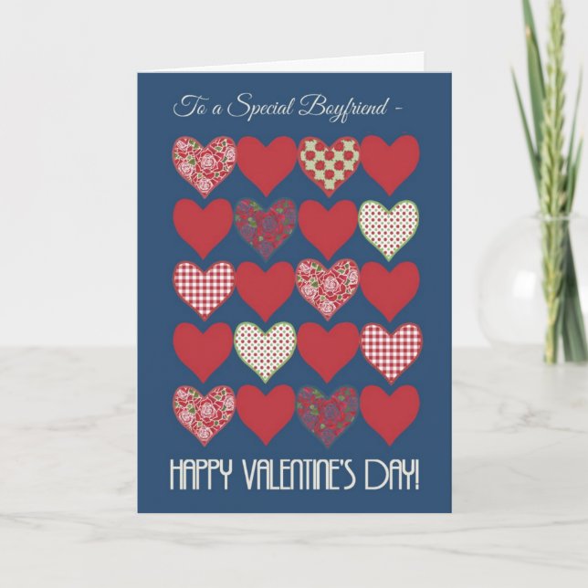 Festiva Tarjeta de San Valentín para novio, corazón, Rosas (Anverso)