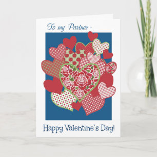Festiva Tarjeta de San Valentín para pareja, corazón, Rosa