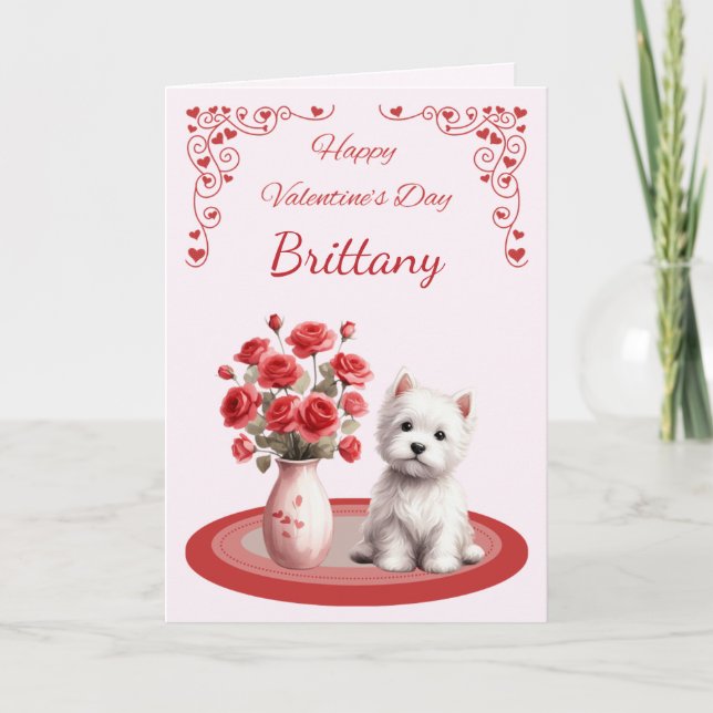 Festiva Tarjeta de San Valentín personalizada de Westie co (Anverso)