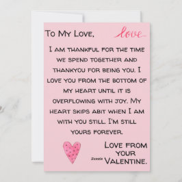 Festiva Tarjeta de San Valentín personalizada del corazón 