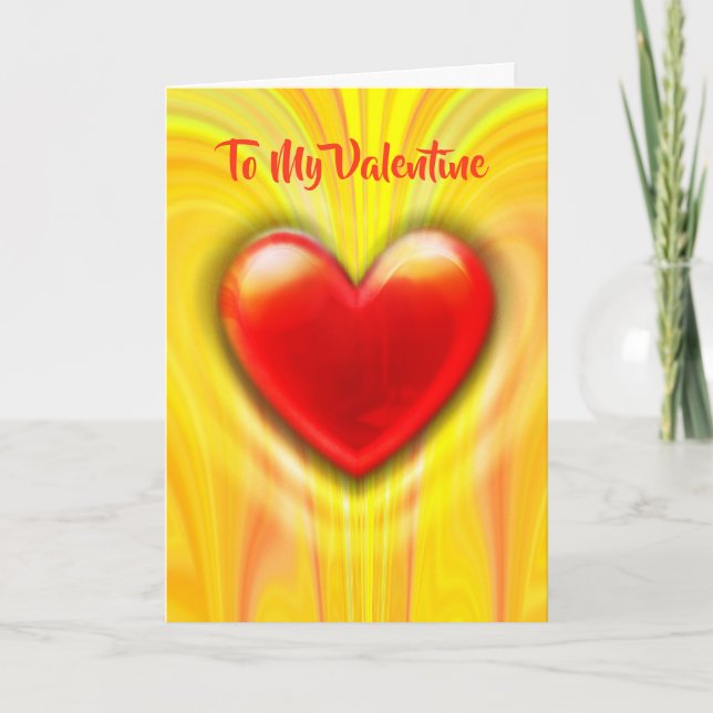 Festiva Tarjeta de San Valentín, personalizado rojo/amaril (Anverso)