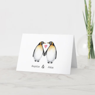 Festiva Tarjeta de San Valentín pingüino personalizada