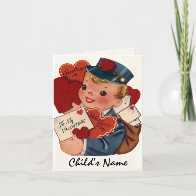 Festiva Tarjeta de San Valentín retro para niños (Anverso)