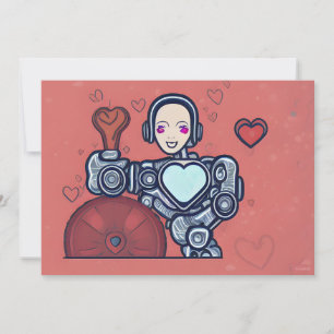 Festiva Tarjeta de San Valentín Robot's Love Chicken Droid