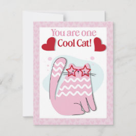 Festiva Tarjeta de San Valentín Rosa Eres un Gato Genial