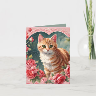 Festiva Tarjeta de San Valentín Tabby Kitten Meow-velous
