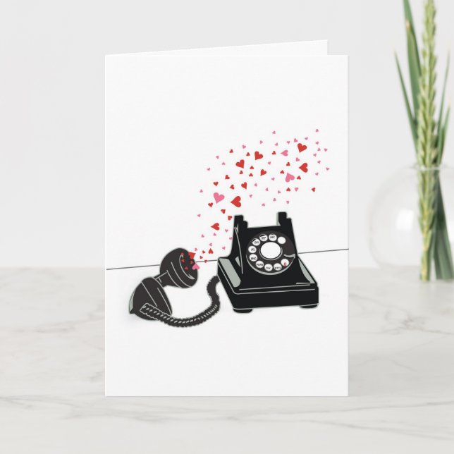 Festiva Tarjeta de San Valentín - Teléfono retro (Anverso)