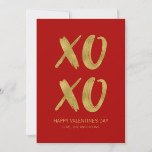 Festiva Tarjeta de San Valentín XOXO Relieve metalizado do