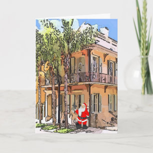 Festiva Tarjeta de Santa de la casa de New Orleans,
