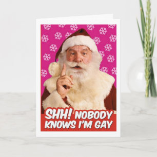 Festiva Tarjeta de Santa Gay LGBT para Navidades