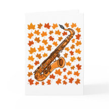 Tarjeta de Saxofón Otoño Saxofonista Músico