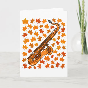 Festiva Tarjeta de Saxofón Otoño Saxofonista Músico