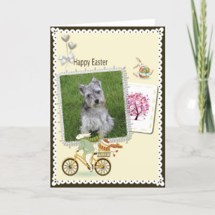 Festiva Tarjeta de Schnauzers Feliz Pascua