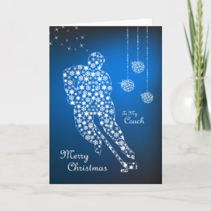Festiva Tarjeta de Snowflakes con entrenador de hockey nav