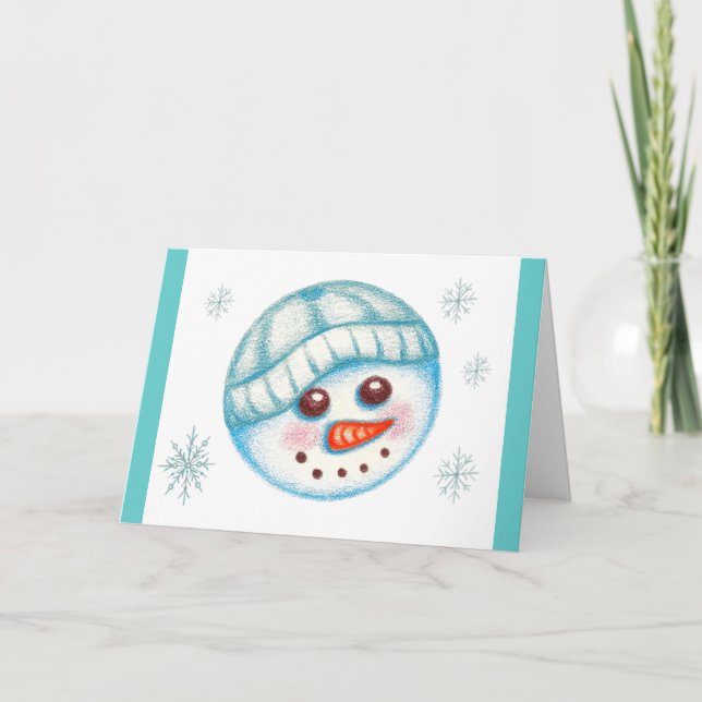 Festiva Tarjeta de Snowman de vacaciones para navidades (Anverso)