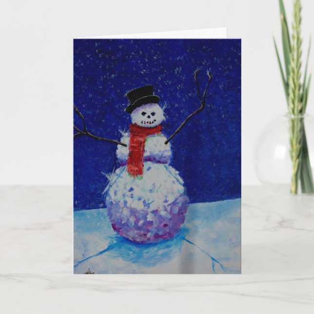 Festiva Tarjeta de Snowman mala (Anverso)