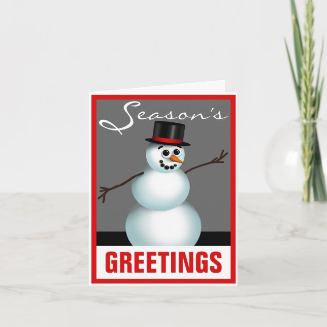 Festiva Tarjeta de Snowman para saludos de la temporada ro (Anverso)